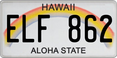 HI license plate ELF862