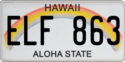 HI license plate ELF863