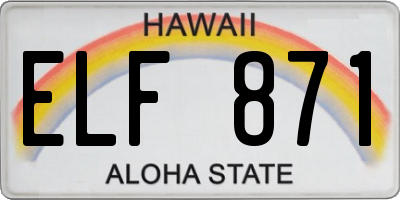 HI license plate ELF871