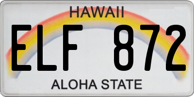 HI license plate ELF872