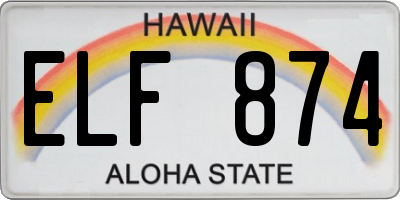 HI license plate ELF874