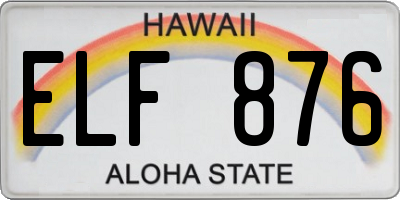 HI license plate ELF876