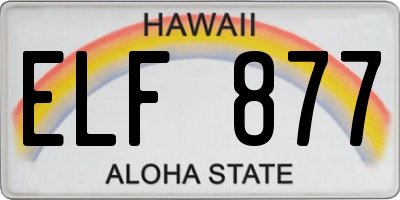 HI license plate ELF877