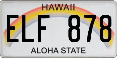 HI license plate ELF878