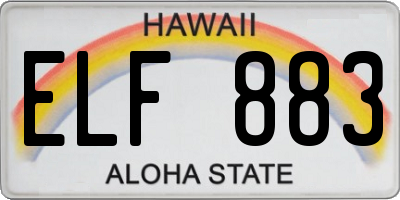 HI license plate ELF883