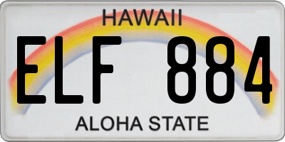 HI license plate ELF884