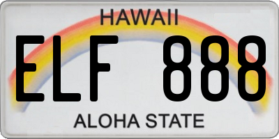 HI license plate ELF888