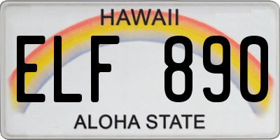 HI license plate ELF890
