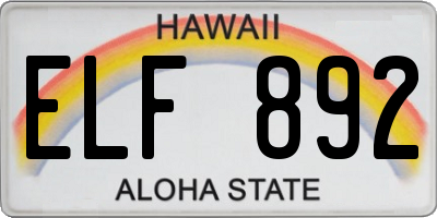 HI license plate ELF892