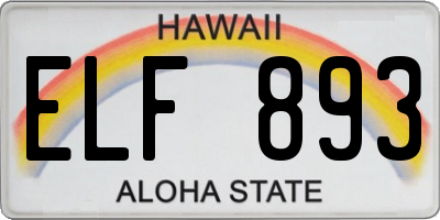 HI license plate ELF893