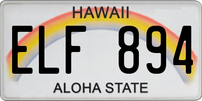 HI license plate ELF894