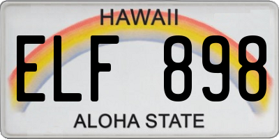 HI license plate ELF898