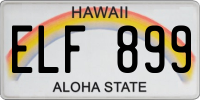 HI license plate ELF899