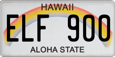 HI license plate ELF900