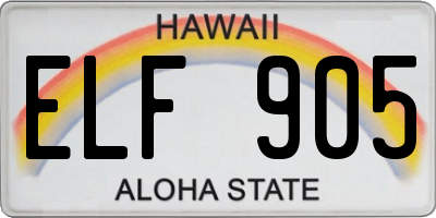 HI license plate ELF905