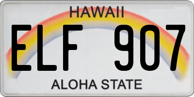 HI license plate ELF907