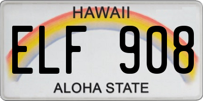 HI license plate ELF908