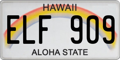 HI license plate ELF909