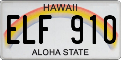 HI license plate ELF910