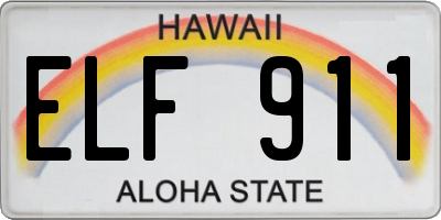 HI license plate ELF911