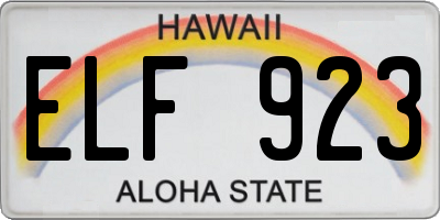 HI license plate ELF923