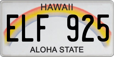 HI license plate ELF925