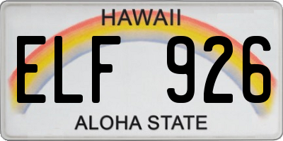 HI license plate ELF926