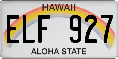 HI license plate ELF927