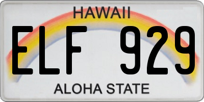 HI license plate ELF929