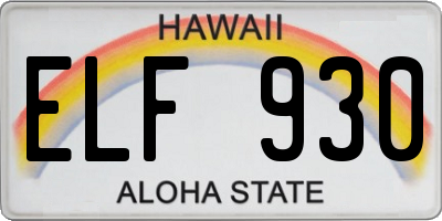 HI license plate ELF930