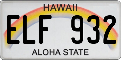 HI license plate ELF932