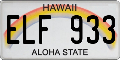 HI license plate ELF933