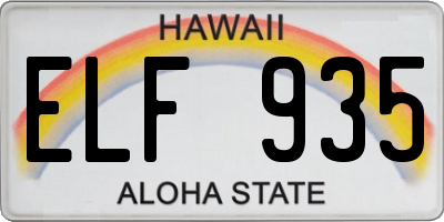HI license plate ELF935