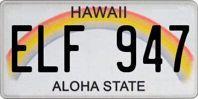 HI license plate ELF947