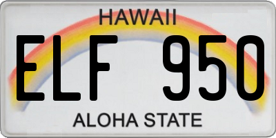 HI license plate ELF950