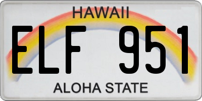 HI license plate ELF951