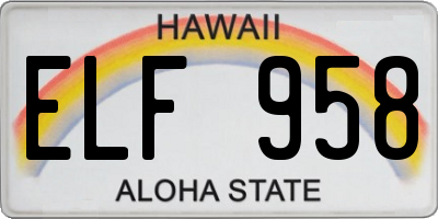HI license plate ELF958