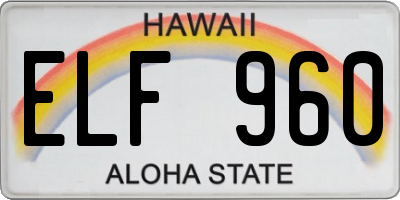 HI license plate ELF960