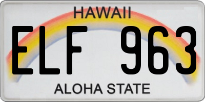 HI license plate ELF963