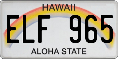 HI license plate ELF965