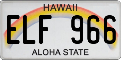 HI license plate ELF966