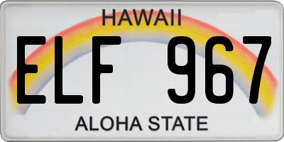 HI license plate ELF967
