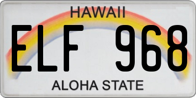 HI license plate ELF968