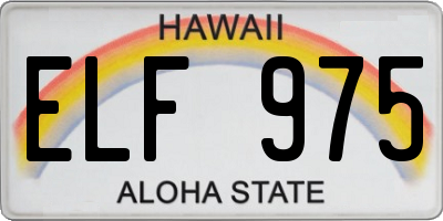 HI license plate ELF975