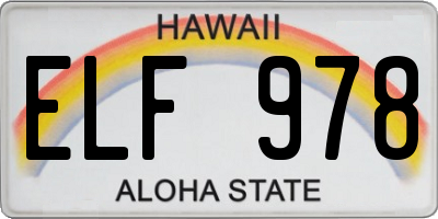 HI license plate ELF978