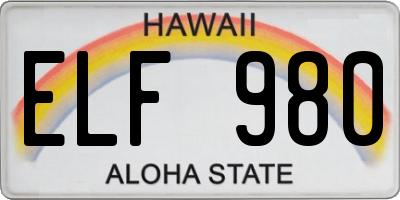 HI license plate ELF980