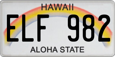 HI license plate ELF982