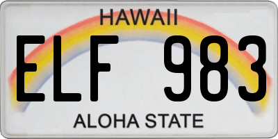 HI license plate ELF983
