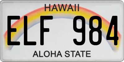 HI license plate ELF984