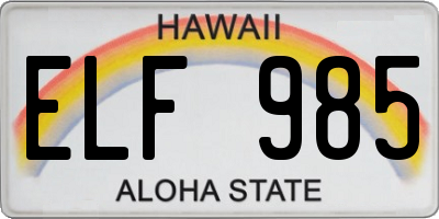 HI license plate ELF985